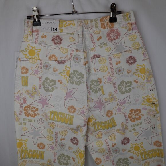 NWT Pacsun Mixed Pacific Sunwear Print Dad Jeans Womens Size 26 AOP Preppy - Picture 14 of 16